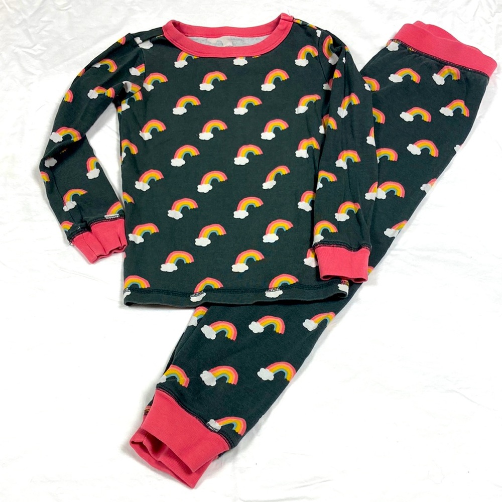 Gymboree girls gray and pink rainbow two-piece matching pajama set size 7